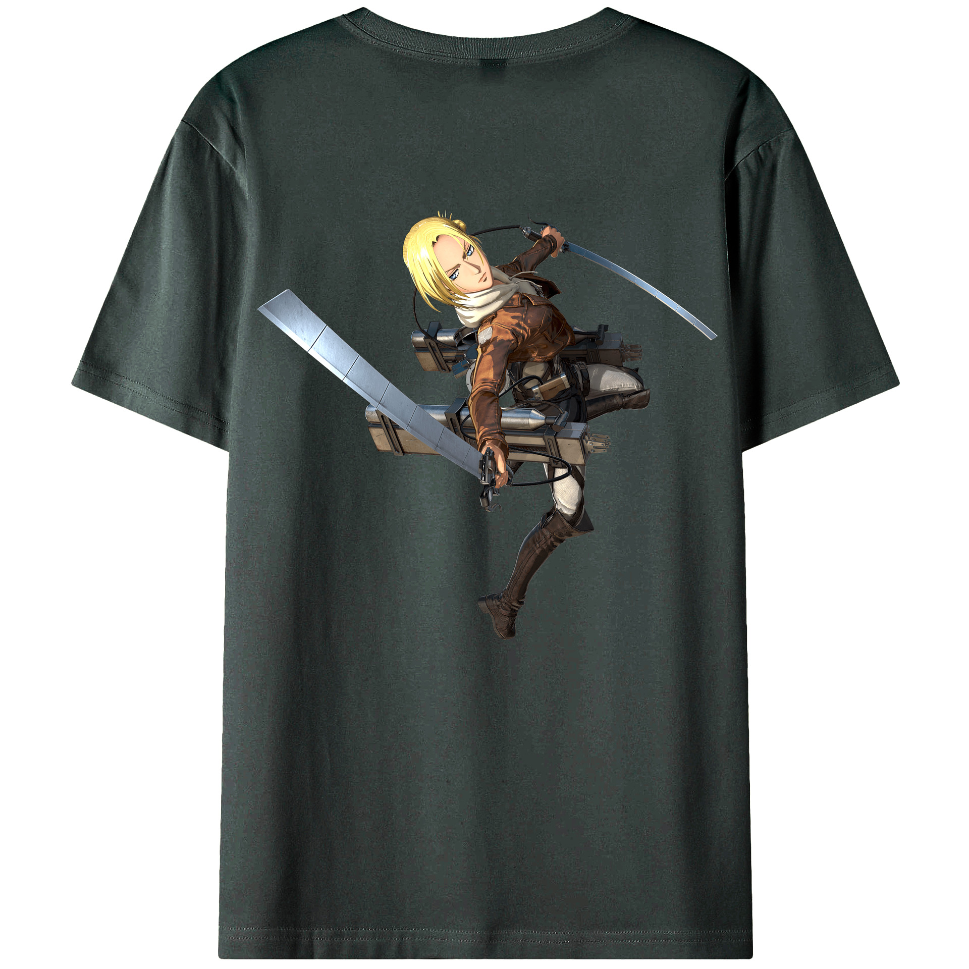 （画像用） 進撃の巨人 アニ・レオンハート Attack on Titan Annie Leonhart 綿100％ メンズ半袖Tシャツ（バックプリント） 通気性